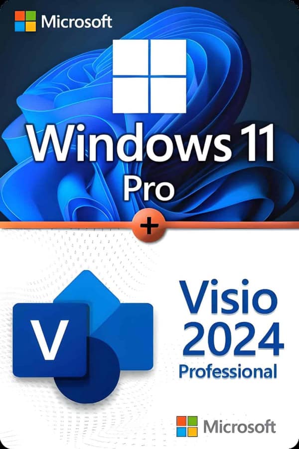 Microsoft Windows 11 Professional + Microsoft Visio 2024 Professional License for 3 devices